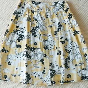 Yellow, Black & White Floral Skirt